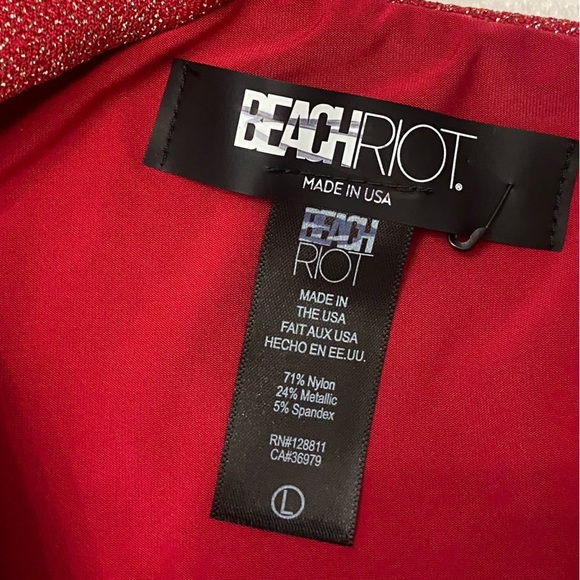 New! Beach Riot Red Metallic Celine One Shoulder One Piece Swimsuit 3623 - Picture 3 of 9